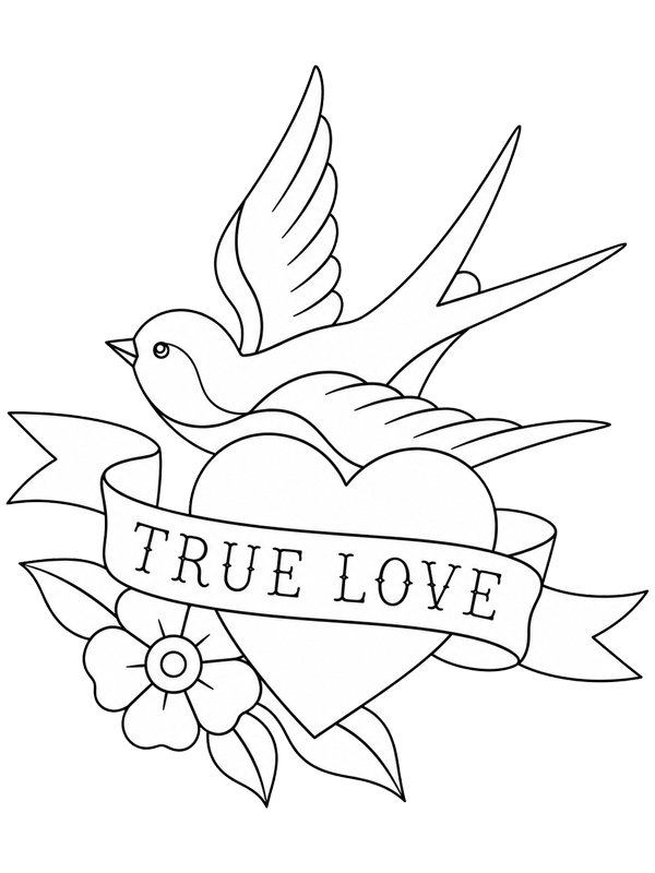 True-Love-Tattoo Ausmalbild