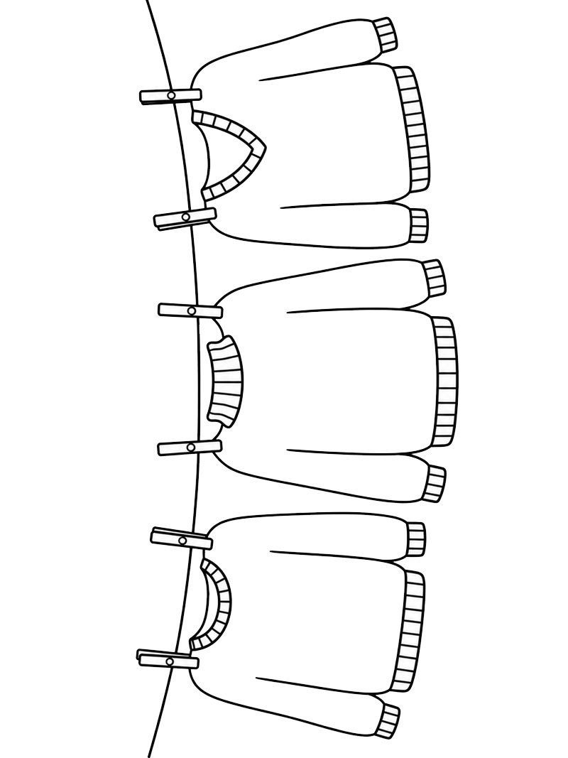 An einer Wäscheleine hängen Pullover Ausmalbild An einer Wäscheleine hängen Pullover Ausmalbild