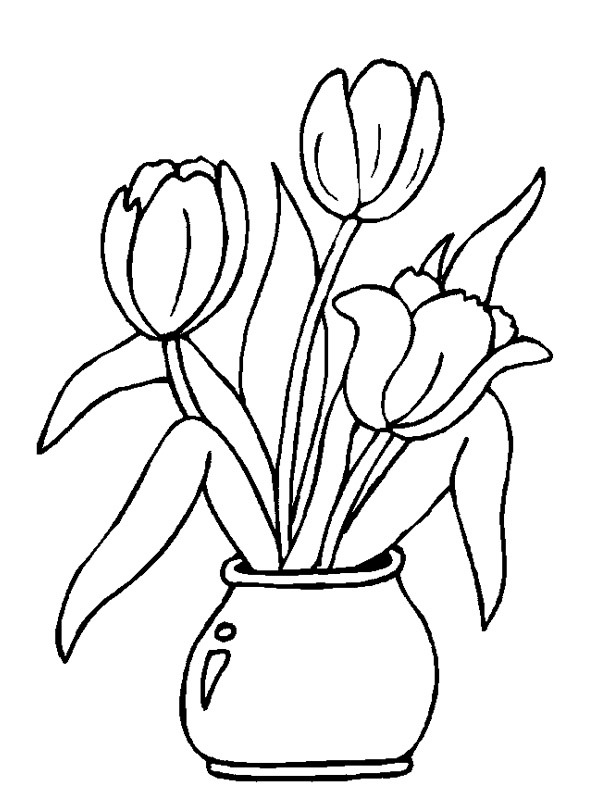 Tulpen in einer Vase Ausmalbild