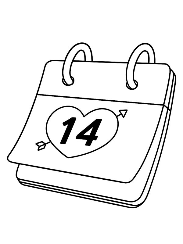 Valentinstag-Kalender Ausmalbild Valentinstag-Kalender Ausmalbild