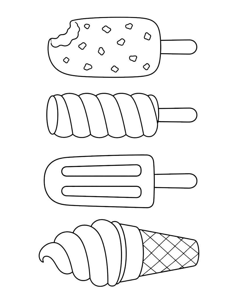Verschiedene Sorten Eis Ausmalbild Verschiedene Sorten Eis Ausmalbild