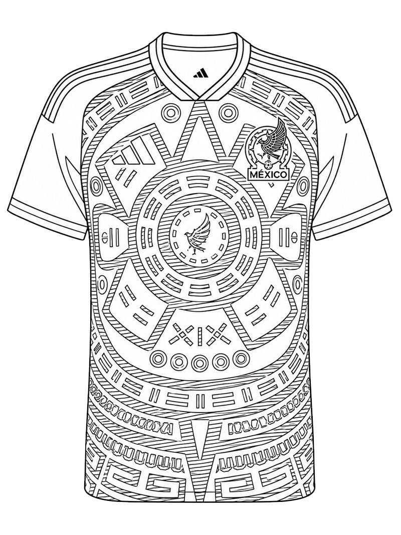 Mexiko Fu&szlig;balltrikot Ausmalbild