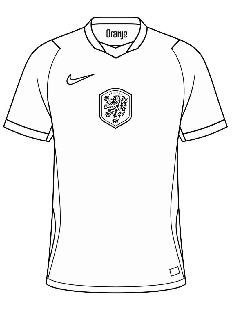 Fußballtrikot der niederländischen Nationalmannschaft Ausmalbild Fußballtrikot der niederländischen Nationalmannschaft Ausmalbild