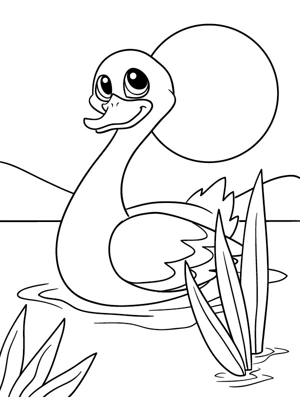 Fr&ouml;hlicher Schwan Ausmalbild
