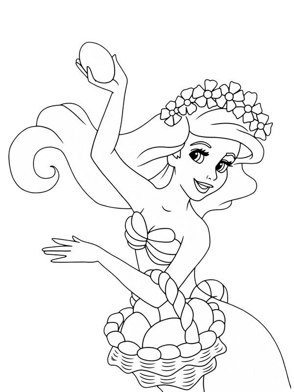 Meerjungfrau Arielle mit Ostereiern Ausmalbild Meerjungfrau Arielle mit Ostereiern Ausmalbild